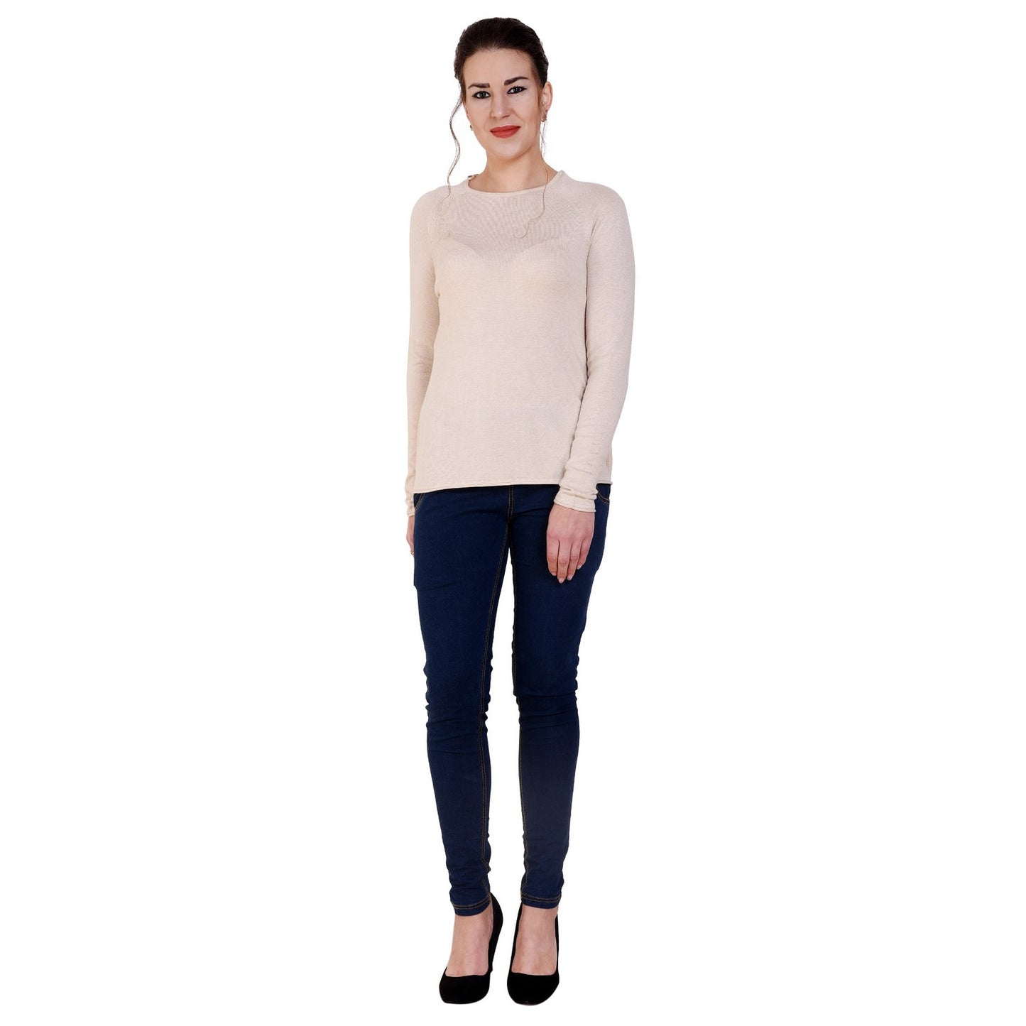 Beige Soft Spun Raglan Sleeves Top