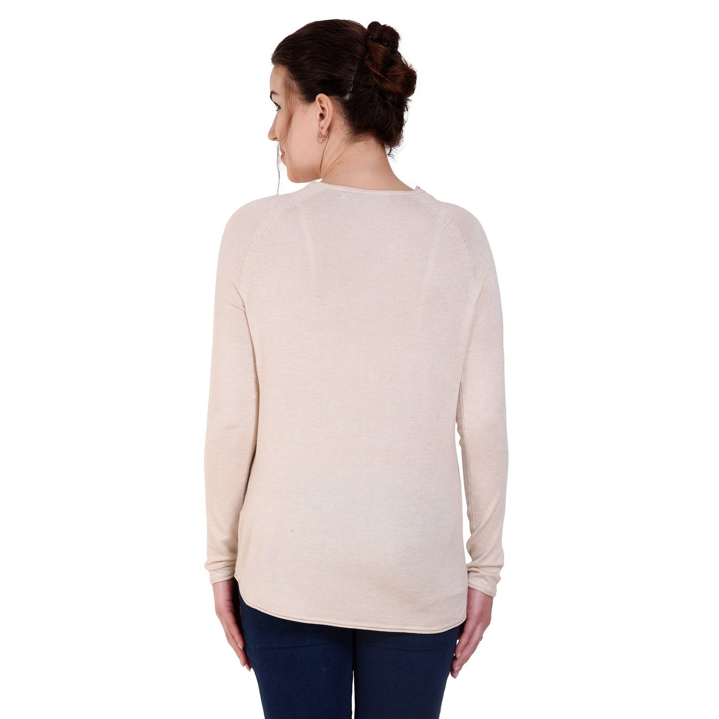 Beige Soft Spun Raglan Sleeves Top