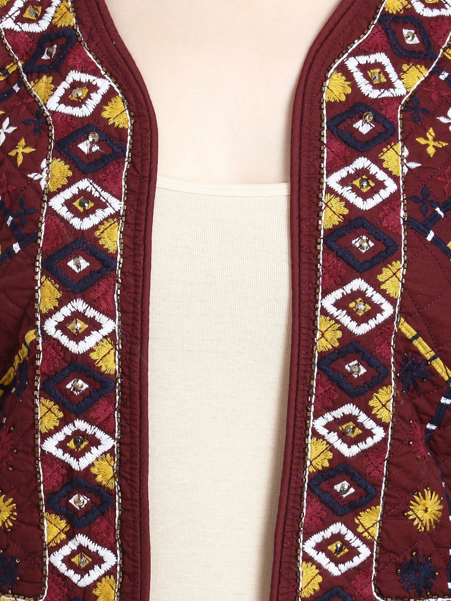 Traditional ethnic maroon embroidered with sequence banjara