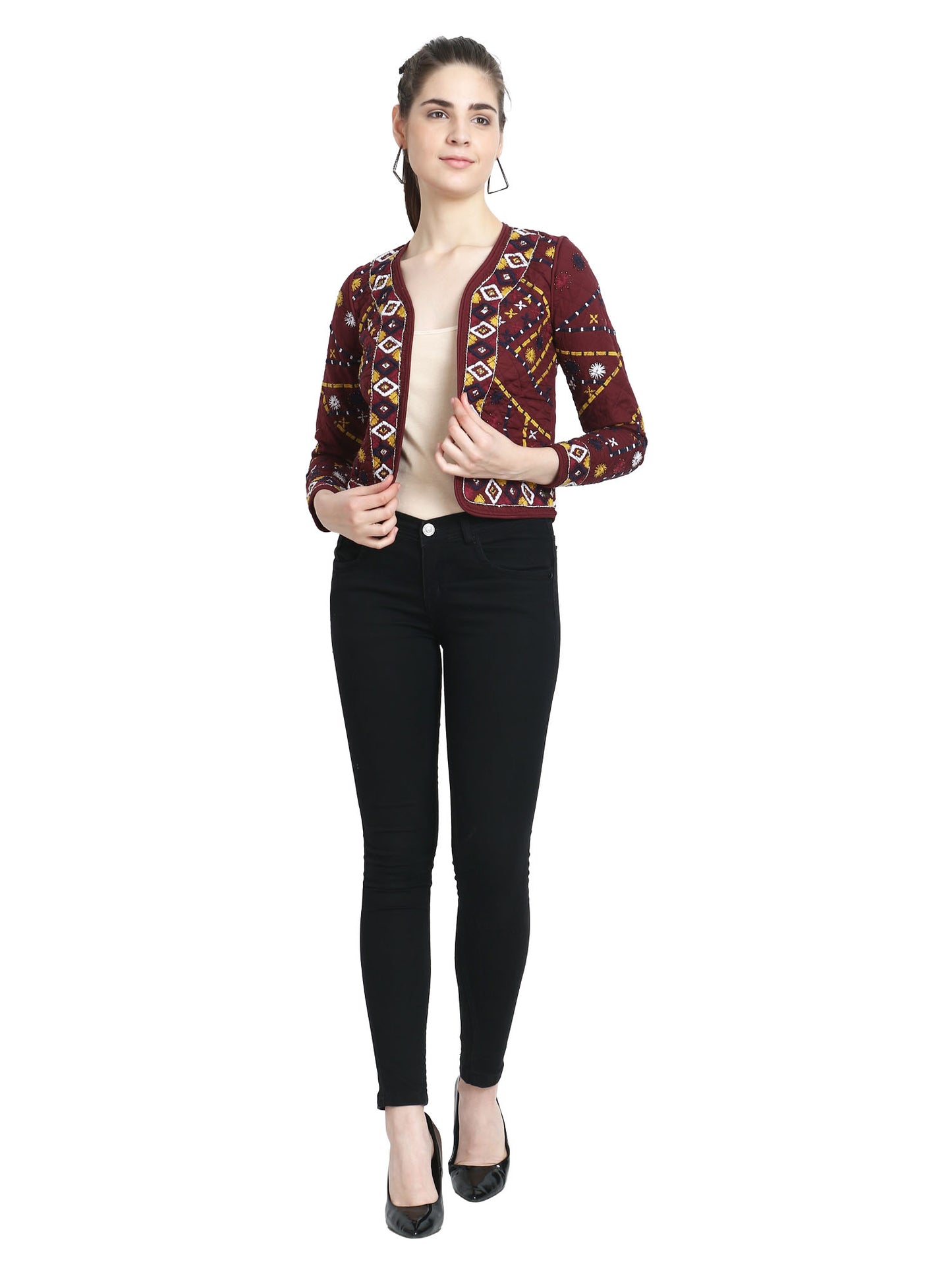 Traditional ethnic maroon embroidered with sequence banjara