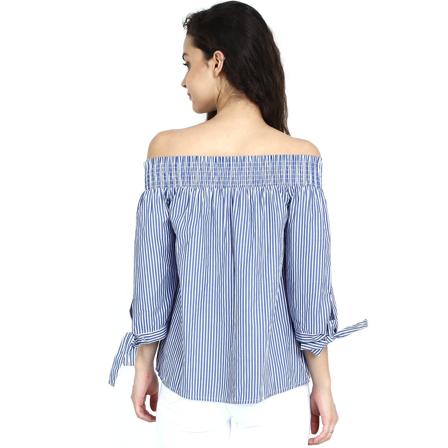 Off-Shoulder Stripe Summer Black Top