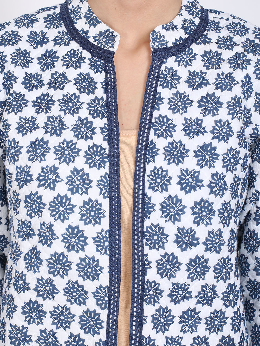 Cotton Flower Print Light Weight open front Jacket