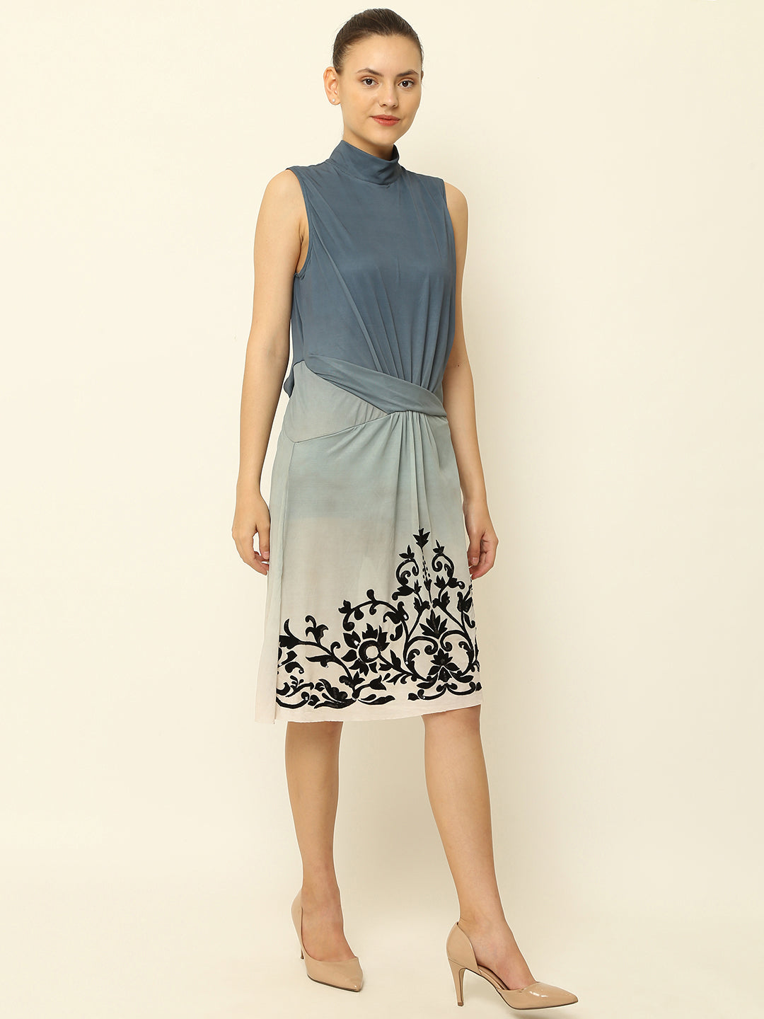 A-line Polyester Sleeveless grey Dress