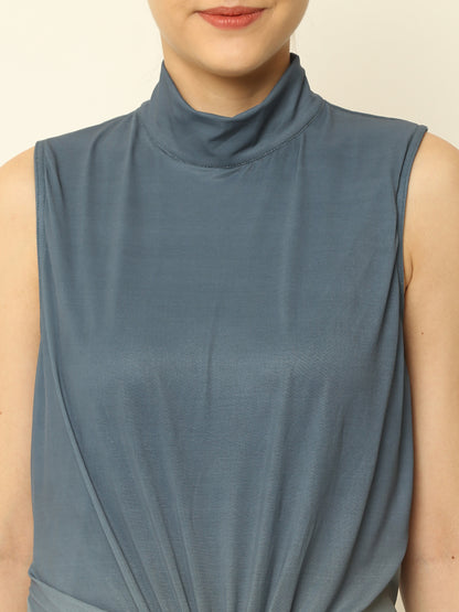 A-line Polyester Sleeveless grey Dress