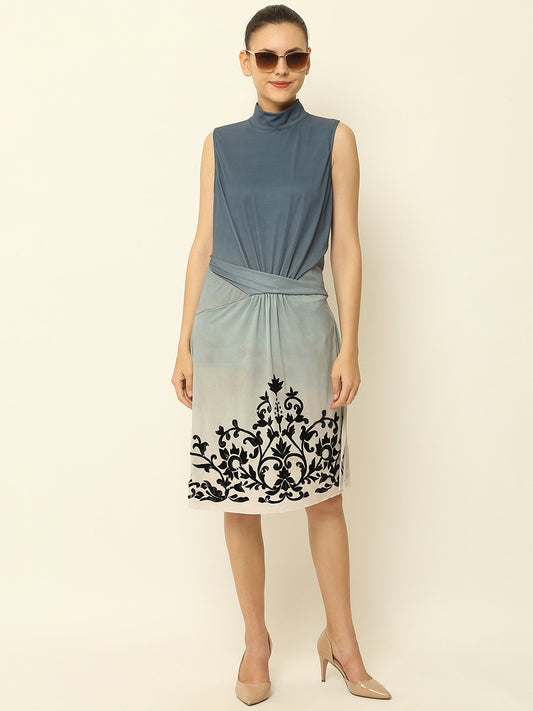 A-line Polyester Sleeveless grey Dress