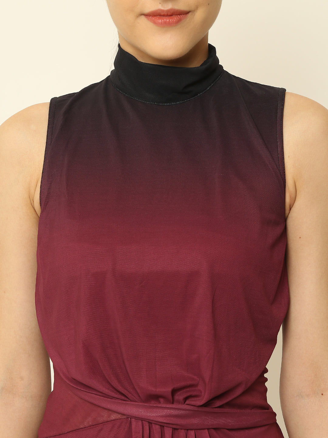 A-line Polyester Sleeveless Maroon Dress