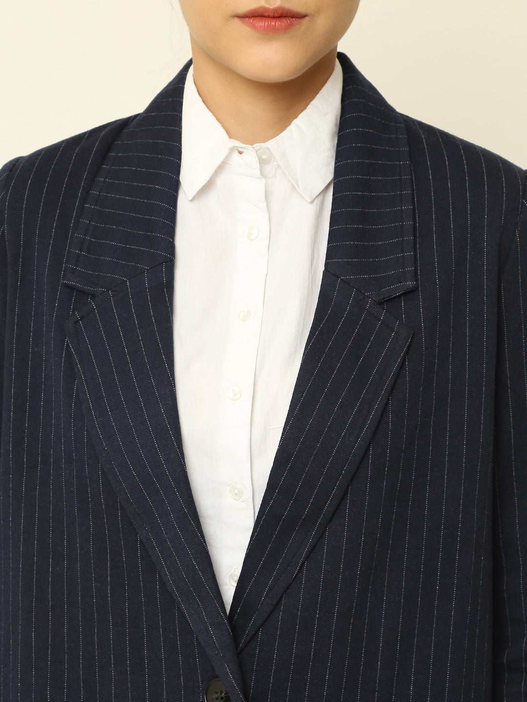 Striped Signal Breasted Dark Blue Waistcoat