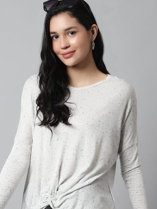 Round Neck Cream Loose Top