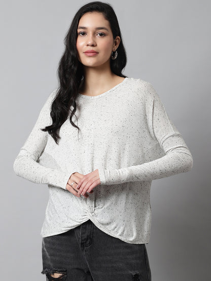 Round Neck Cream Loose Top