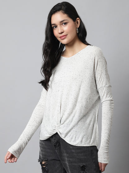 Round Neck Cream Loose Top