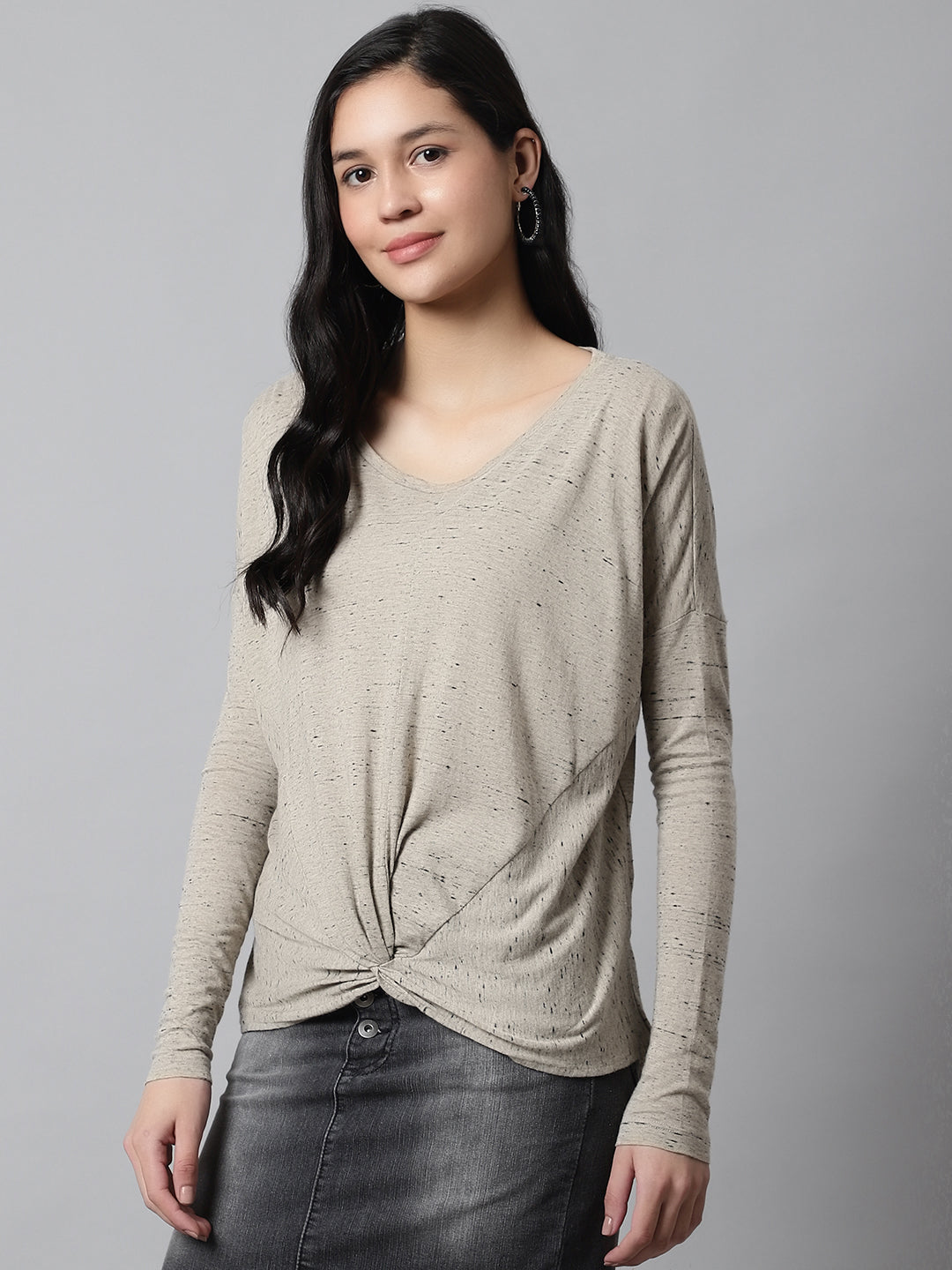 Round Neck Grey Loose Top