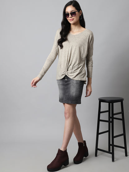 Round Neck Grey Loose Top