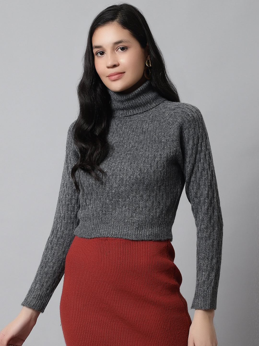 Acrylic High-Neck Full Sleeve Sweater