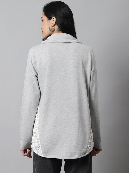 Cotton High-Neck Full Sleeve Grey sweater