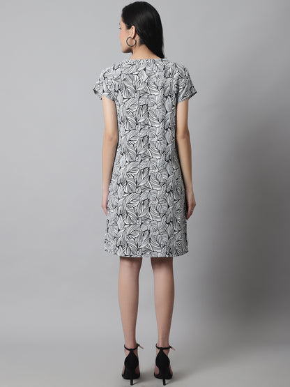 Cotton Straight Short Sleeve Mandarin Collar Dress