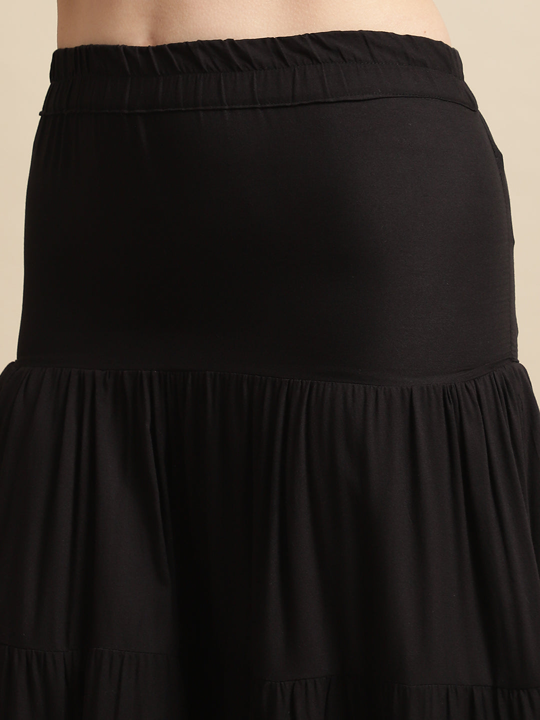 Half Sleeve Top With Skirt Set Black