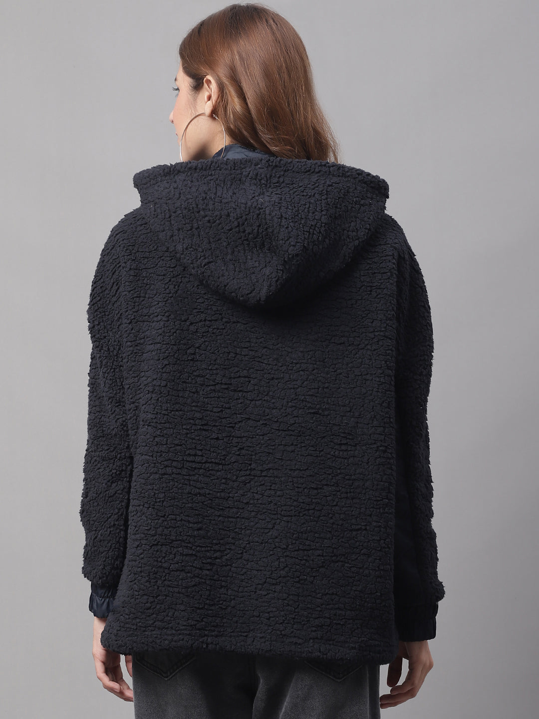 Polyester Hooded Full Sleeve Dark Blue Sweatshirt