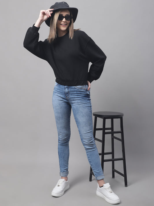 Round Neck Full Sleeve Black Sweater