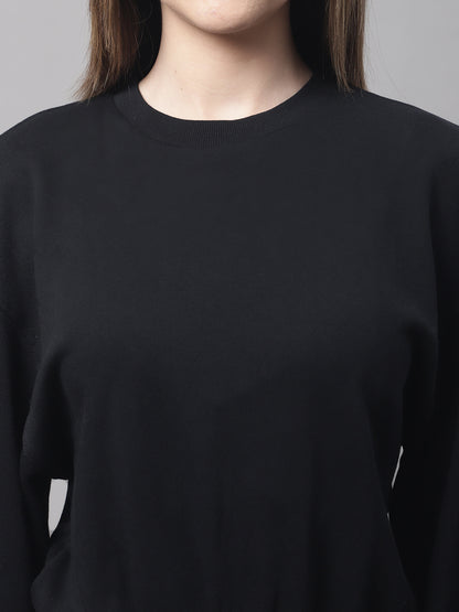 Round Neck Full Sleeve Black Sweater