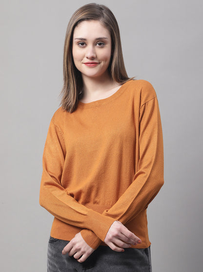 Round Neck Full Sleeve Mustard Sweater