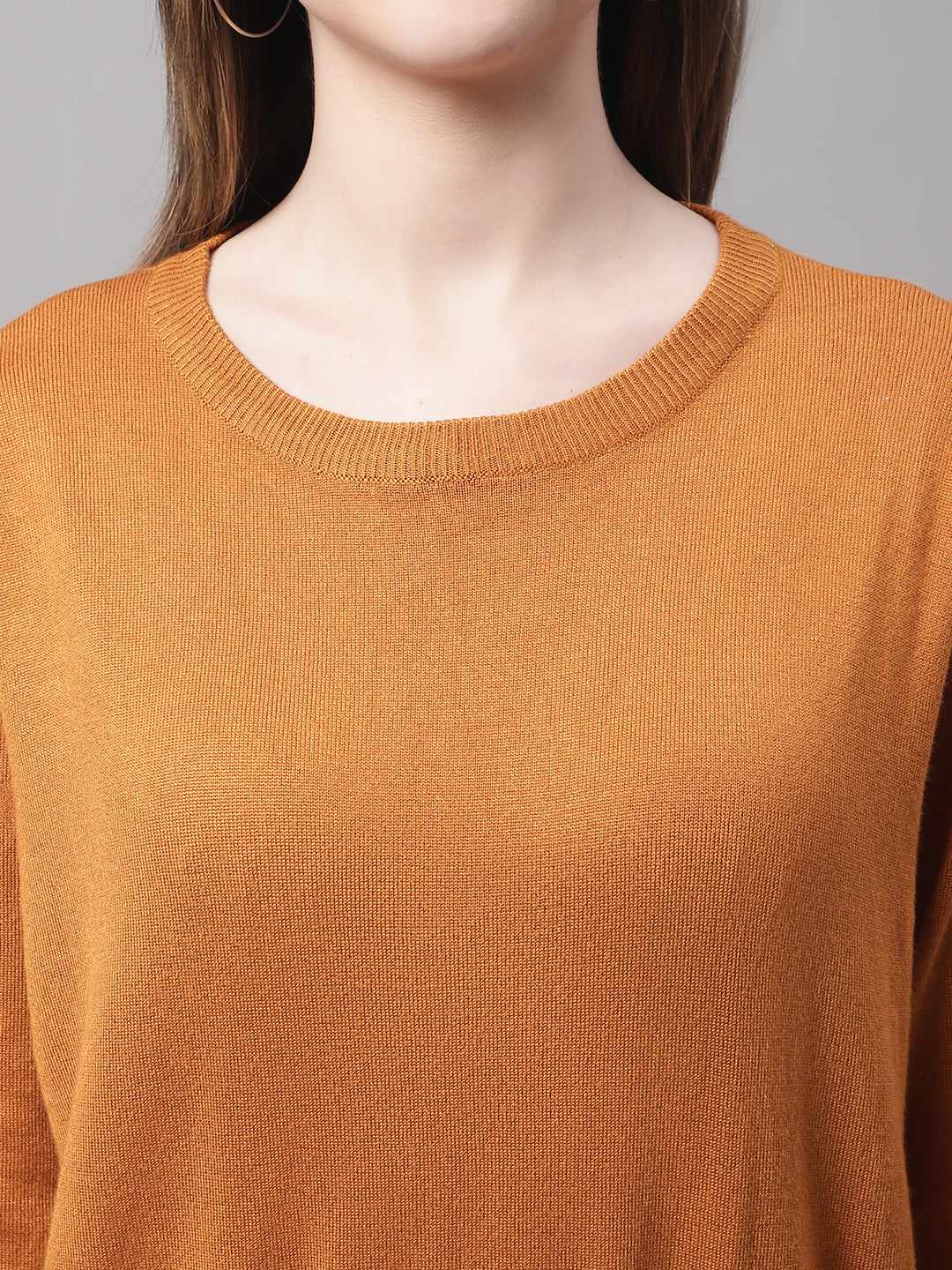 Round Neck Full Sleeve Mustard Sweater