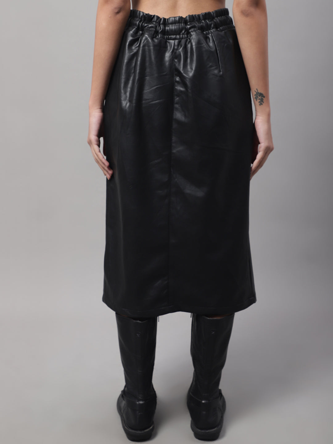 Polyester Solid offices wear Black Skirt