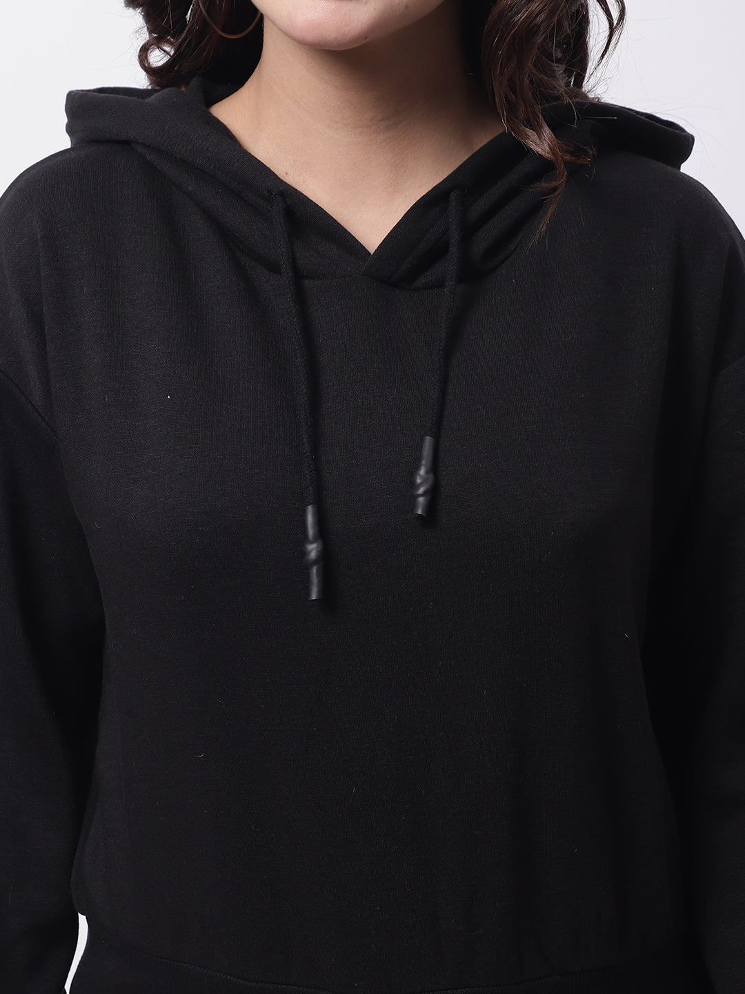 Cotton Hooded Full Sleeve Black Sweatshirt