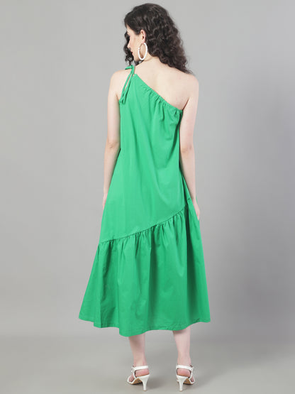 Cotton One Side Shoulder Asymmetric Dress