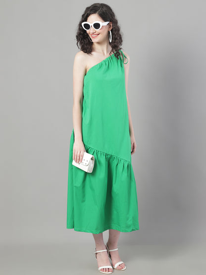 Cotton One Side Shoulder Asymmetric Dress