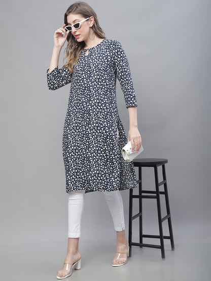 Cotton 3/4Sleeve Round Neck Multicolor Kurti