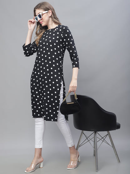 Cotton 3/4Sleeve Round Neck Black Kurti