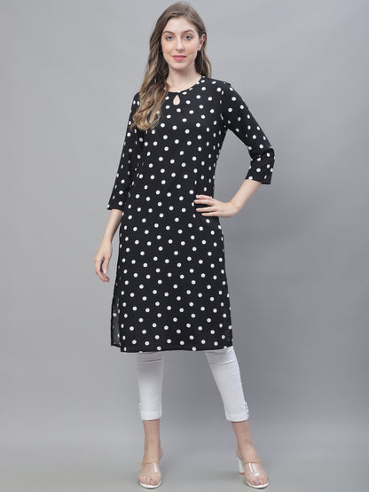 Cotton 3/4Sleeve Round Neck Black Kurti