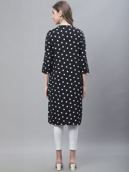 Cotton 3/4Sleeve Round Neck Black Kurti