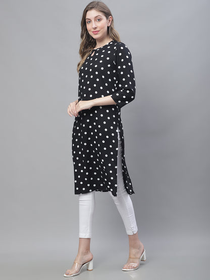 Cotton 3/4Sleeve Round Neck Black Kurti