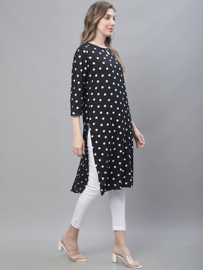 Cotton 3/4Sleeve Round Neck Black Kurti