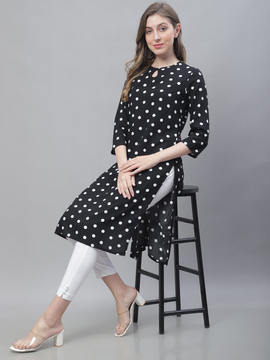 Cotton 3/4Sleeve Round Neck Black Kurti