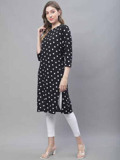 Cotton 3/4Sleeve Round Neck Black Kurti