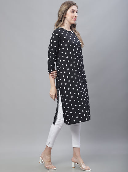 Cotton 3/4Sleeve Round Neck Black Kurti