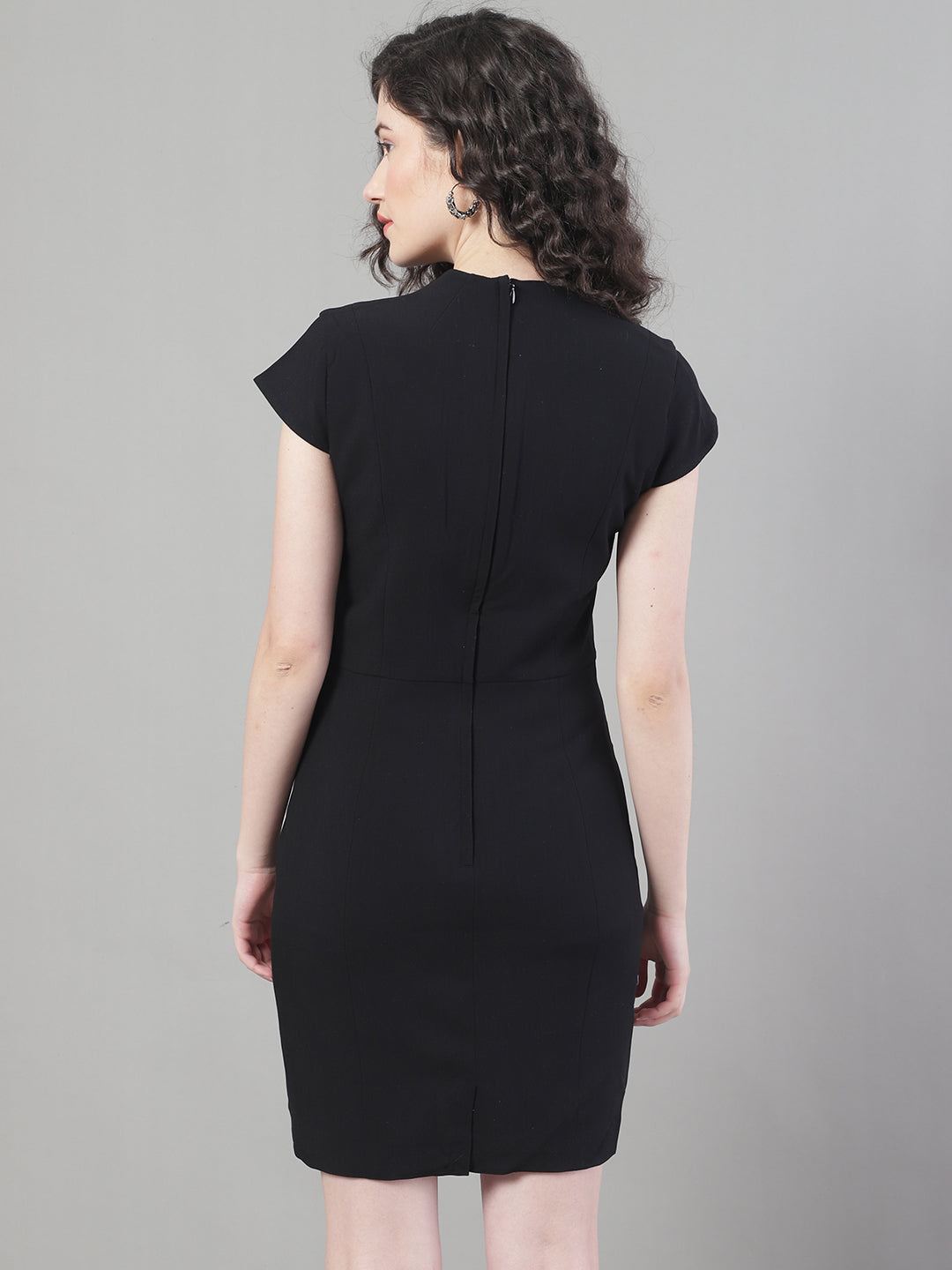 Polyester zip back fastening Black Dress