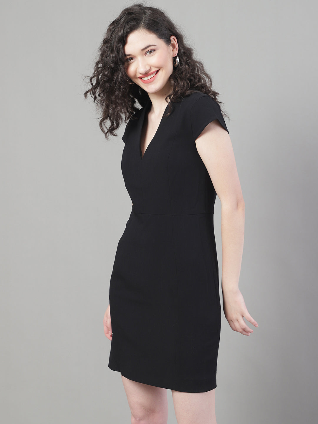 Polyester zip back fastening Black Dress