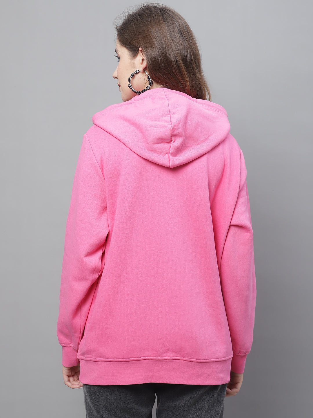 Cotton Hoodie with Kangaroo Pocket Pink Sweatshirt