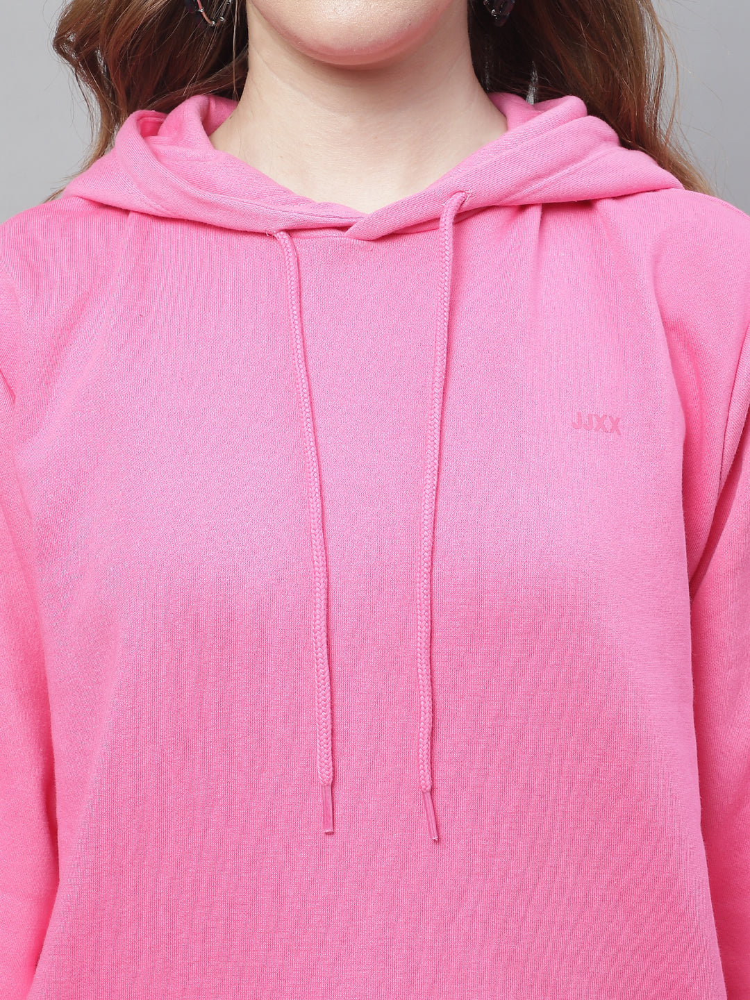 Cotton Hoodie with Kangaroo Pocket Pink Sweatshirt