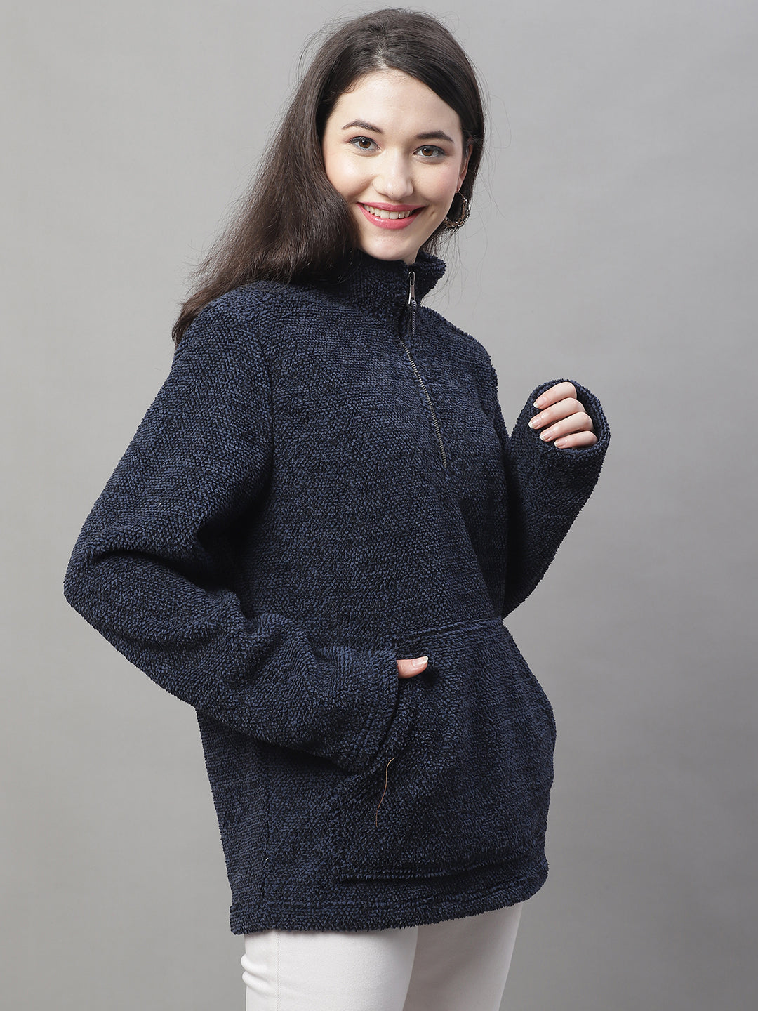 Crew Neck Full Sleeve Dark Blue Sweatshirt