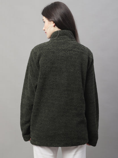 Crew Neck Full Sleeve Dark Green Sweatshirt