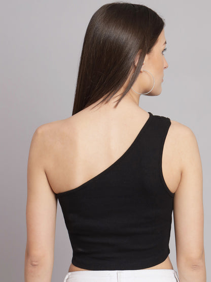 Acrylic One Side Shoulder Black Classic Top