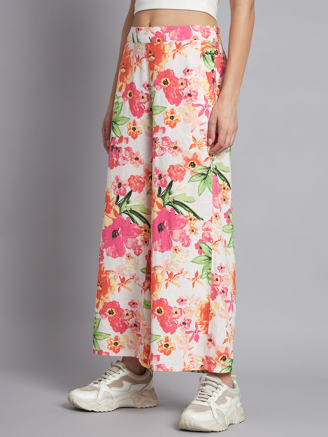 Flared fit Linen Solid Multicolor wide-leg  Culottes