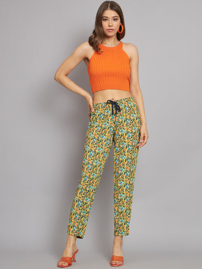 Regular Fit Polyester Printed Elastic waistband Multicolor Trouser