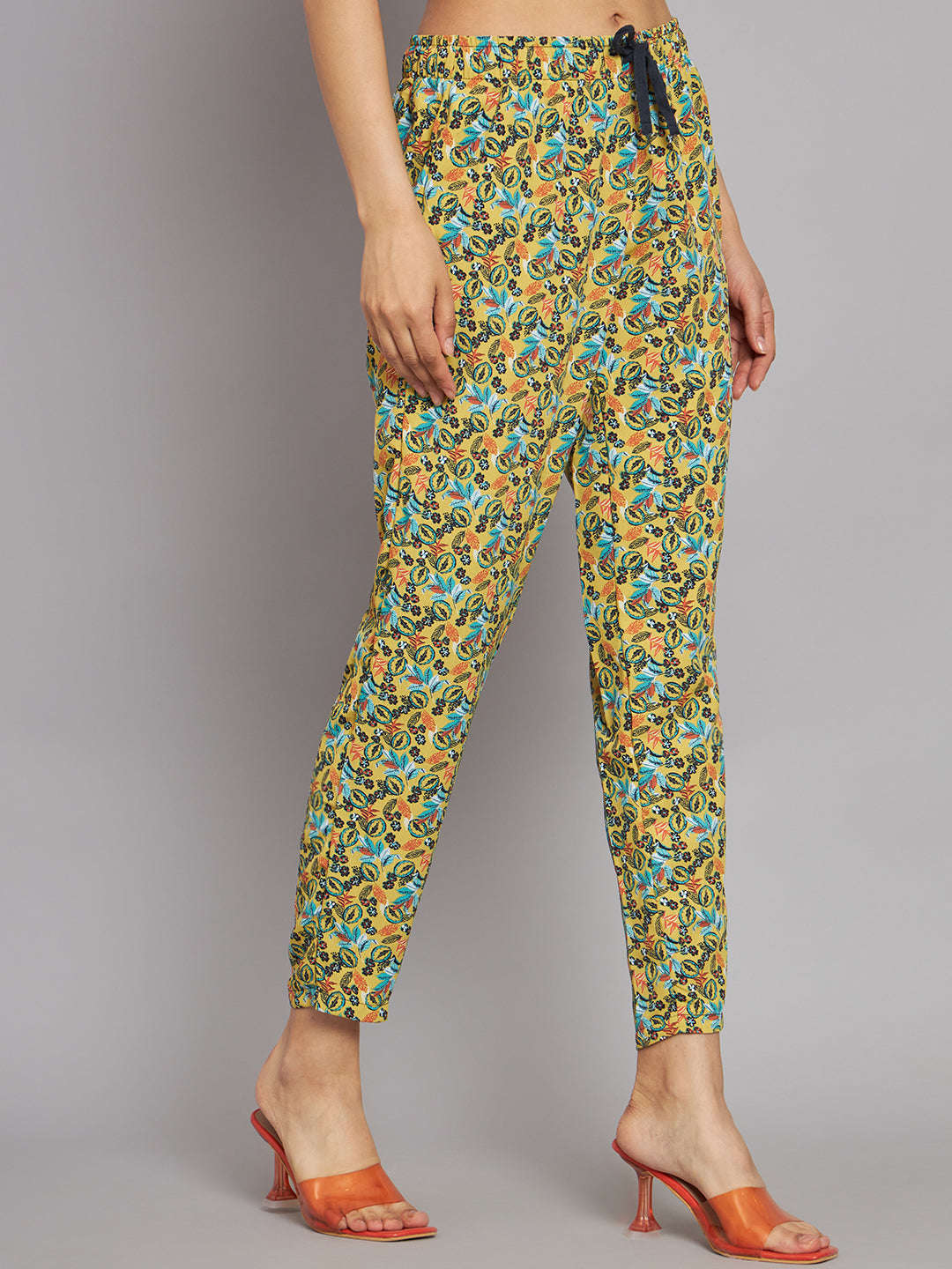 Regular Fit Polyester Printed Elastic waistband Multicolor Trouser