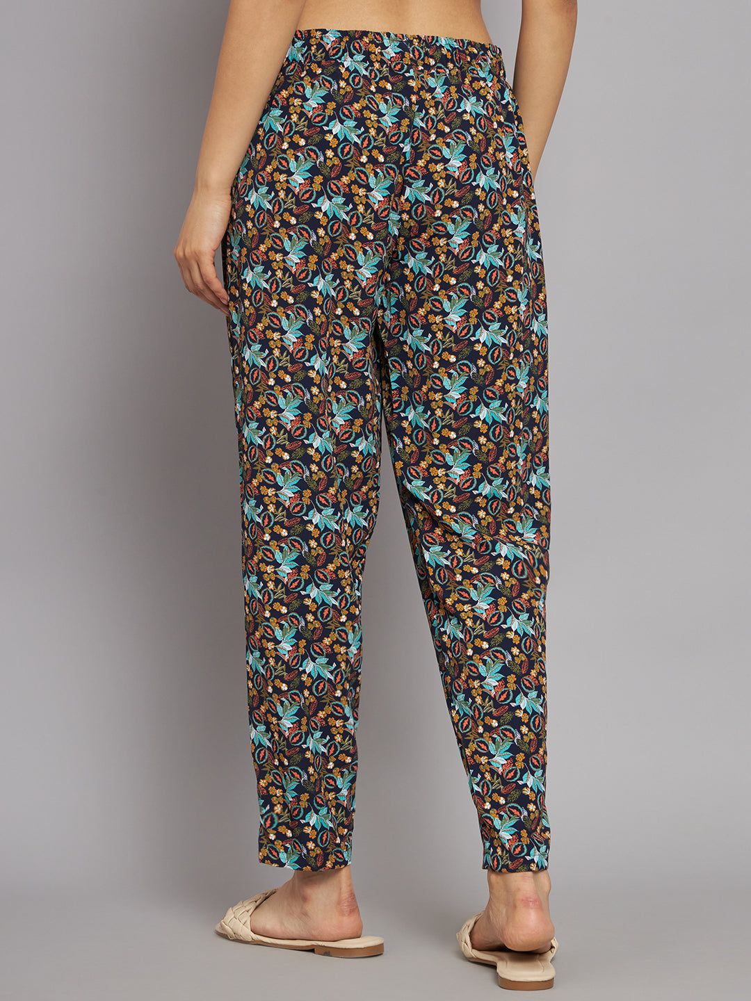 Regular Fit Polyester Printed Elastic waistband Multicolor Trouser