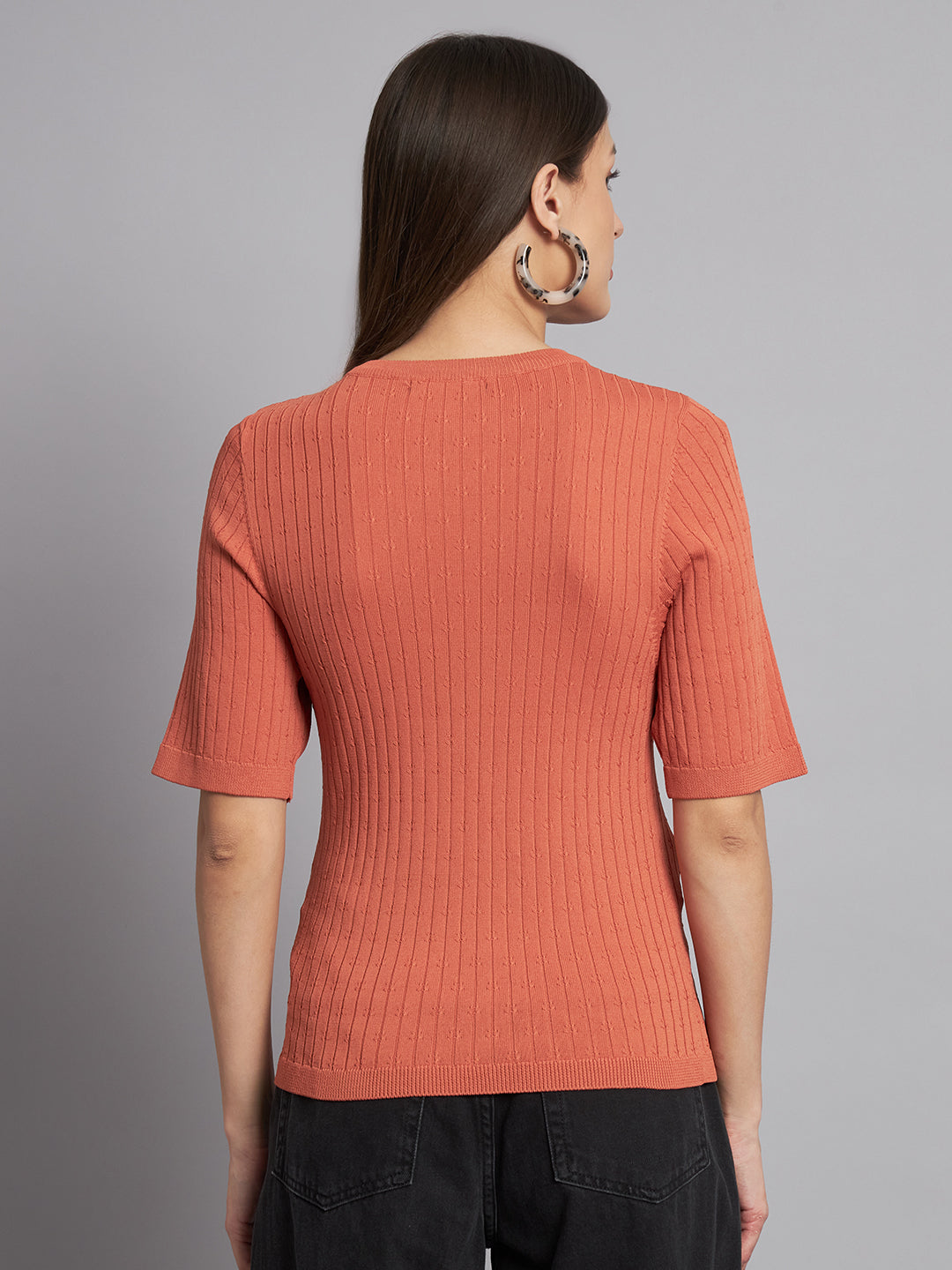 Ribbed Top with button closure Top